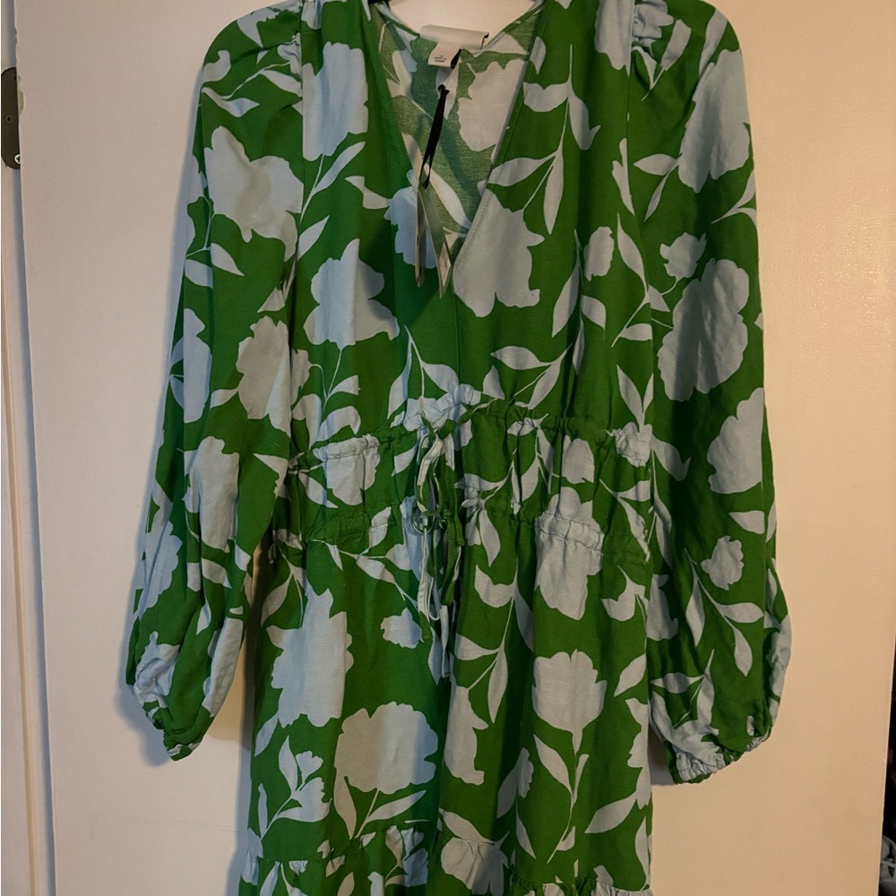 Kate Spade for targetGreen and Light Blue Floral linen midi dress size M